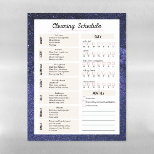 Weekly Monthly Home Cleaning Schedule Galaxy  Magnetic Dry Erase Sheet