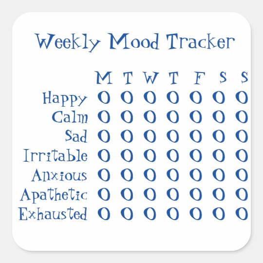 weekly mood tracker square sticker zazzle com