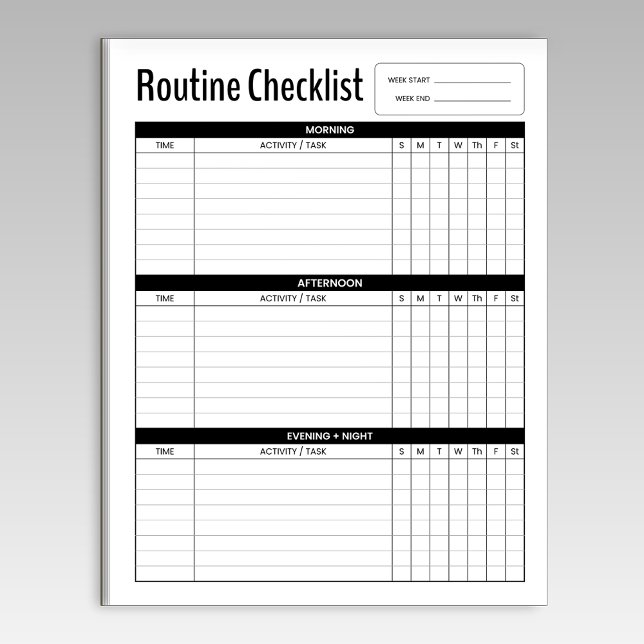 Weekly Morning Routine Checklist Notepad (Creator Uploaded)