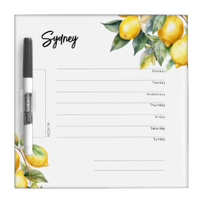 Weekly Organizer and Planner - Lemons Dry Erase Board
