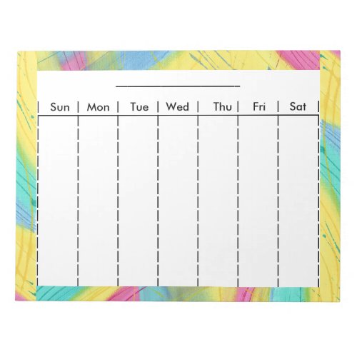 Weekly Pastel Planner Chart with Days of the Week Notepad
