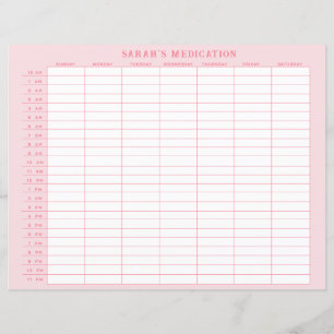 Weekly Pink Medication Tracker