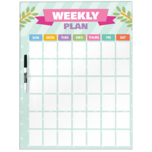 Weekly Plan Homeschooling Dry Erase Whiteboard