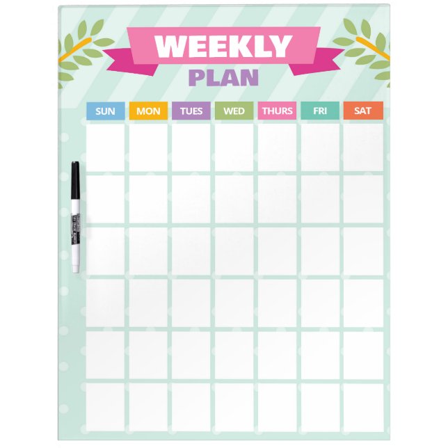 Weekly Plan Homeschooling Dry Erase Whiteboard (Front)