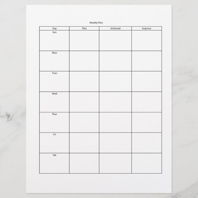 Weekly Plan  Letterhead (Front)