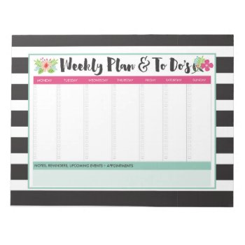 Weekly Plan & To-do List Large Notepad by modernmaryella at Zazzle