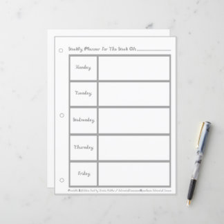 Weekly Planner 5 Days Gray Fabric Font Paper Sheet