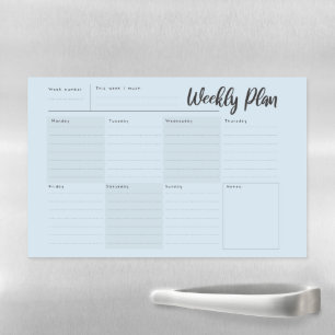 Weekly planner and organiser blue magnetic dry erase sheet