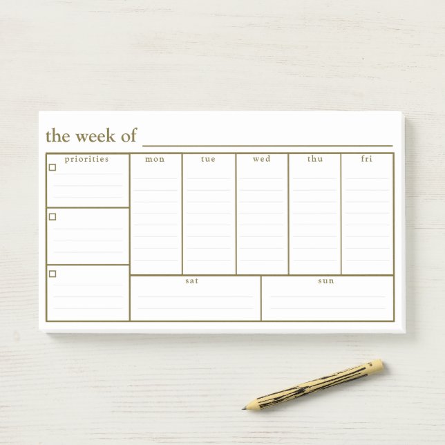 Weekly Planner Appointment Task Goal Post-It Notes (On Desk)