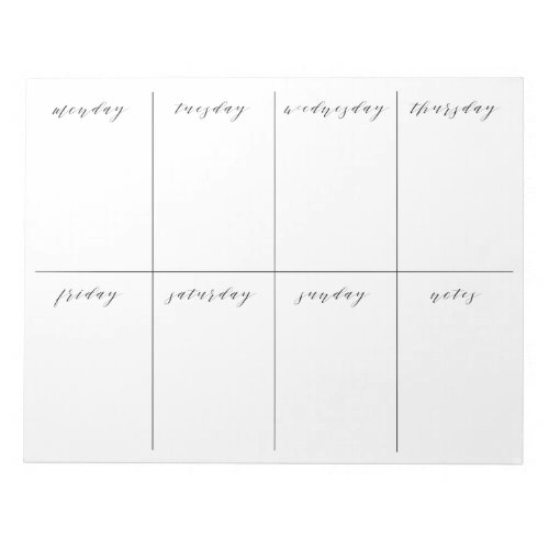 Weekly Planner Blank Calendar Notepad