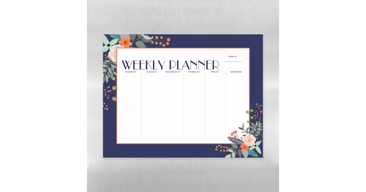 Weekly Planner Botanical Magnetic Dry Erase Sheet | Zazzle