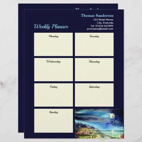 Weekly Planner By the Light of The Silvery Moon Letterhead
