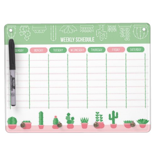 Weekly Planner Cactus Succulent Dry Erase Board