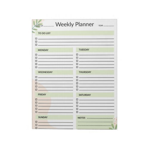 Weekly Planner Calendar Organizer To Do List Notepad