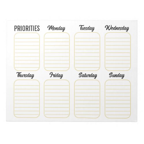 Weekly Planner Calendar Tear Away White Notepad