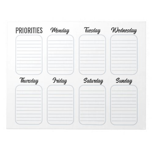 Weekly Planner Calendar Tear Away White  Notepad