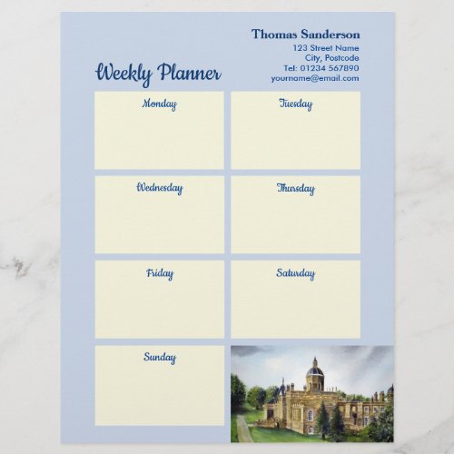 Weekly Planner Castle Howard Yorkshire England Letterhead