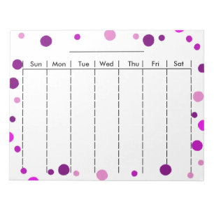 Weekly Planner Chart with Days of the Week Pages Notepad
