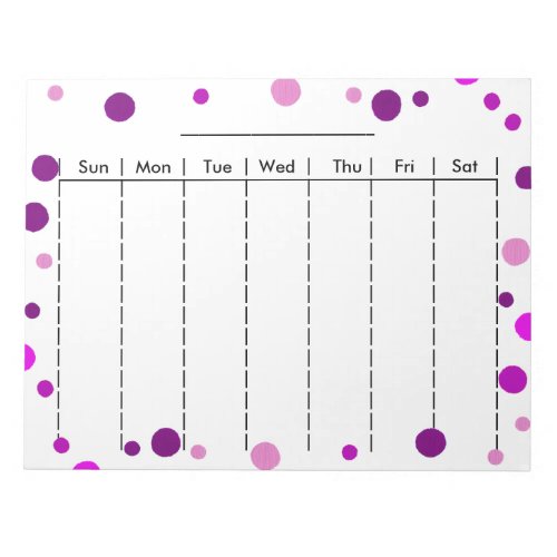 Weekly  Planner Chart with Days of the Week Pages Notepad