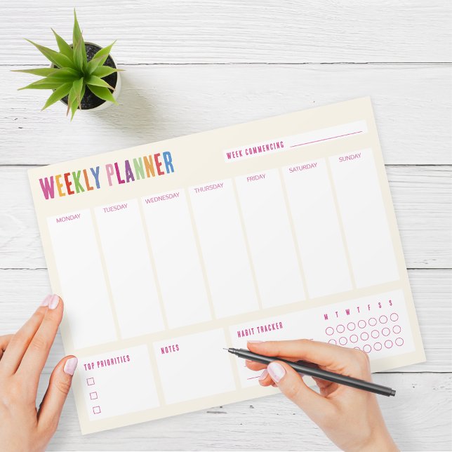 Weekly Planner Colorful Text Notepad (Creator Uploaded)