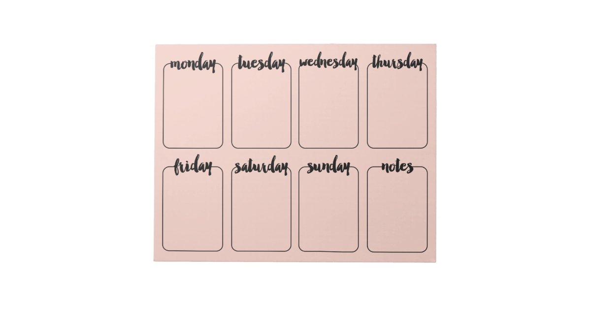Weekly Planner Custom Color Tear Away Calendar Notepad Zazzle