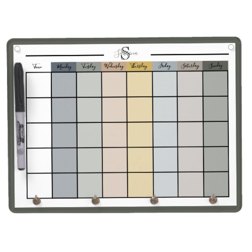 Weekly Planner Daily Color Combo 1 Dry Erase Board With Keychain Holder