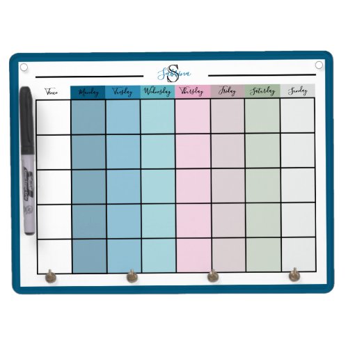 Weekly Planner Daily Colors Dry Erase Board With Keychain Holder