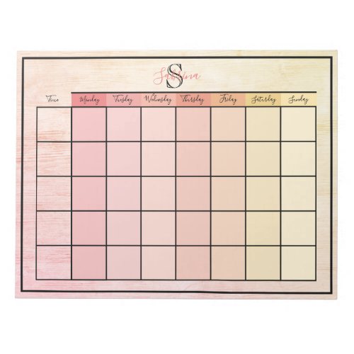 Weekly Planner Daily Pink Yellow Color Notepad