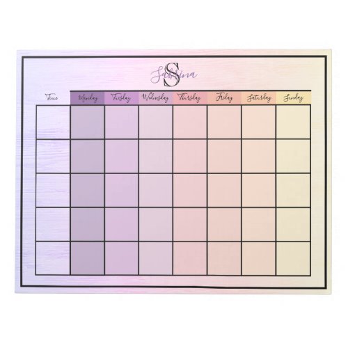 Weekly Planner Daily Purple Yellow Color Notepad