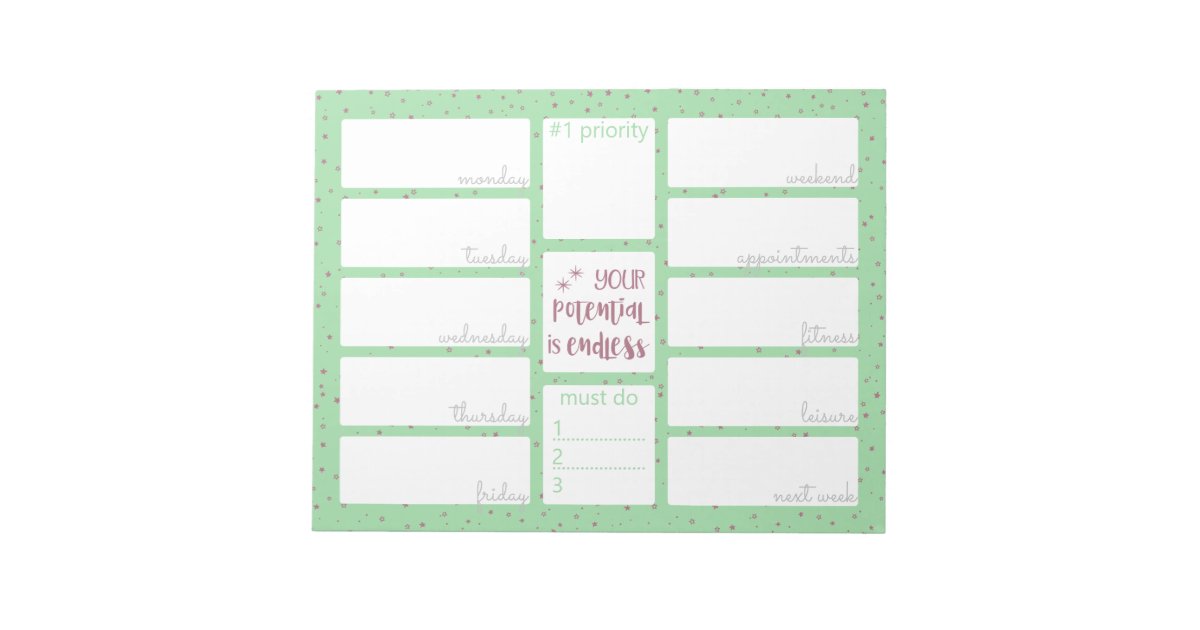 Weekly Planner Daily To Do List Motivational Quote Notepad Zazzle Com