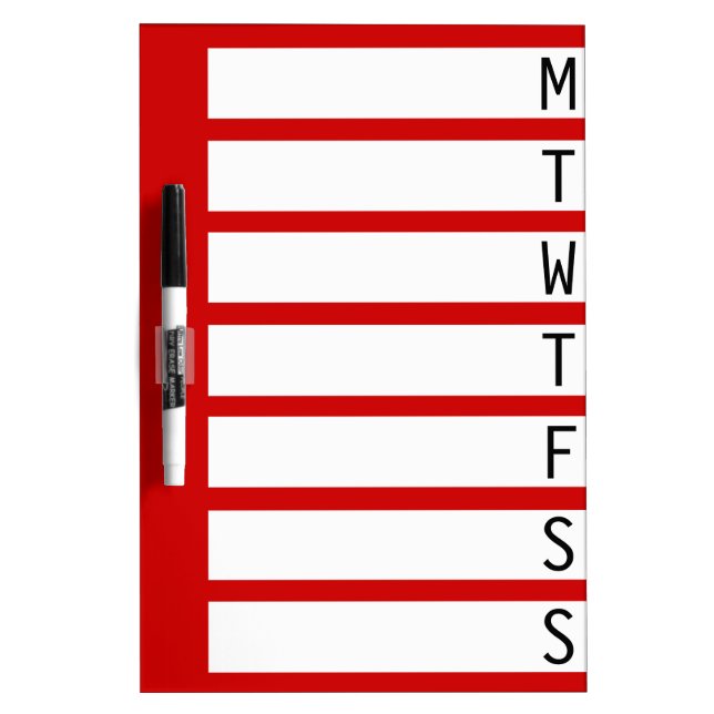 Weekly Planner ~ Dorm / Home/ Office Dry Erase Board (Front)