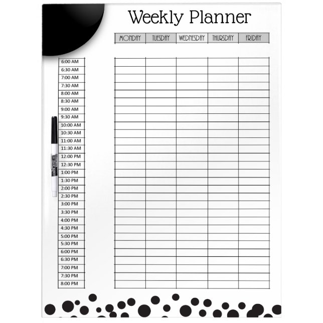 Weekly Planner Dry Erase Board (Front)