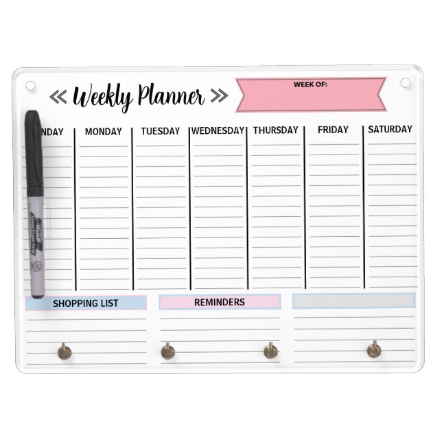 Weekly Planner Dry Erase Board (Front)