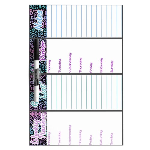 weekly planner dry erase board leopard print