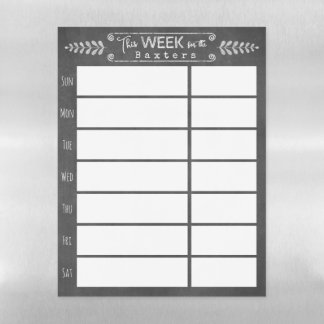 Weekly Planner Dry Erase Magnetic Sheet