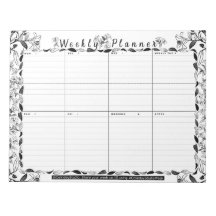 Weekly Planner Floral Art Coloring Page Notepad