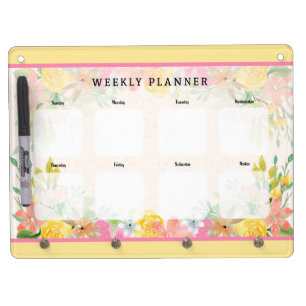 Weekly Planner Floral Dry Erase Board