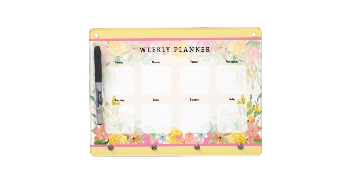 Weekly Planner Floral Dry Erase Board | Zazzle