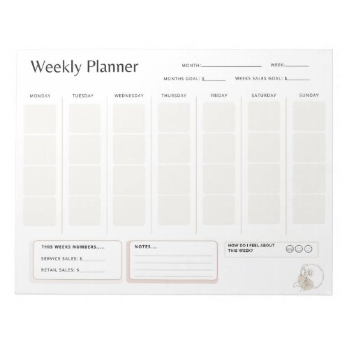 Weekly Planner for Beauty Professionals  Services Notepad