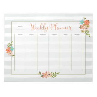 Weekly Planner Grey Stripe Notepad