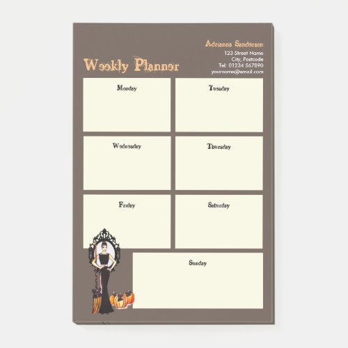 Weekly Planner Halloween Classic Witch Black Dress Post_it Notes