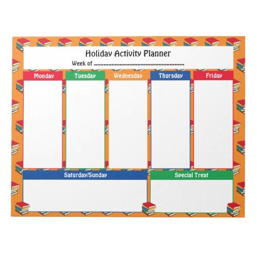 Weekly Planner HOLIDAY ACTIVITY  BOOKS Tear Away Notepad