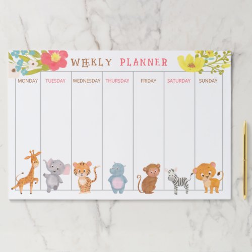 Weekly Planner Jungle Baby Animals  Paper Pad