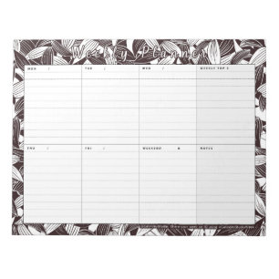Weekly Planner Leaf Art Coloring Page Notepad