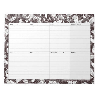 Weekly Planner Leaf Art Coloring Page Notepad