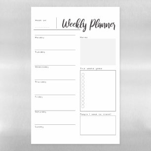 Weekly planner magnetic dry erase sheet
