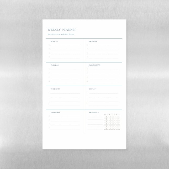 Weekly Planner Magnetic Dry Erase Sheet (Vertical)