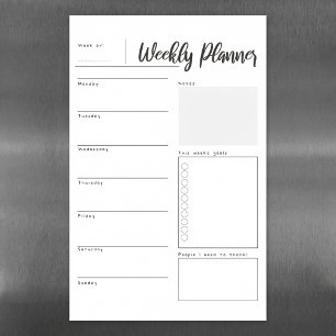 Weekly planner magnetic dry erase sheet