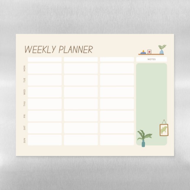 Weekly Planner Magnetic Dry Erase Sheet (Horizontal)