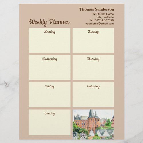 Weekly Planner Marburg Altstadt Germany Painting Letterhead